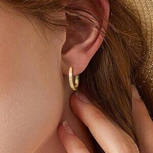 925 Sterling Silver Chunky Huggie Hoop Earrings 14K Gold Plated | Hypoallergenic